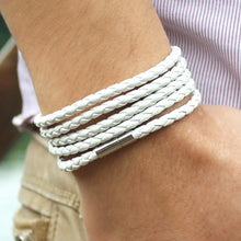 Load image into Gallery viewer, NEW Trendy Black Retro Wrap Long Leather Men Brecelets Bangles Fashion Sporty Chain Link Male Charm Bracelet