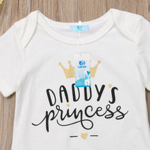 Load image into Gallery viewer, 3PCS Cute Newborn Baby Girl Outfits Clothes Tops Bodysuit Shorts Pants Set For Girls WIth Print Dadys Princess