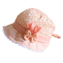 Load image into Gallery viewer, Cute Princess Baby Hat With Bow Solid Color Lace Hollow for Baby Girl Cap Toddler Kids Beach Bucket Hats In Retro Design