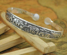 Load image into Gallery viewer, Big Elegant Luxury Amazing Classic Fashion Flower Metal Tibetan Indian Silver Vintage Retro Fashion Cuff Bracelet Bangle For Woman With Details of Animals
