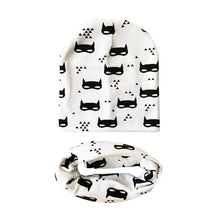 Load image into Gallery viewer, Modern Children Girls Cartoon Sheep Printing Cotton Hat and Scarf Animal Pattern Kids Caps Baby Beanie