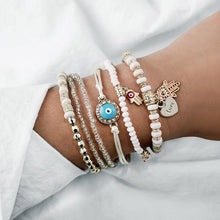 Load image into Gallery viewer, Ethnic Hand Heart Eye Adjustable Pendant Layered Bracelets Set for Women Beads String Bracelet Bangle Anklets Luxury Jewelry For Women
