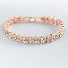 Load image into Gallery viewer, Women Silver Color Rose Gold Bracelet for Female Crystal Heart Charm Bracelet For Women Bridal Wedding Fine Luxury Jewelry Gift