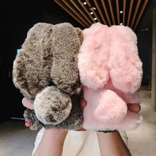 Load image into Gallery viewer, Cute Stuffed Plush Fluffy Case For iPhone 13 12 11 Pro XS Max X XR 12Mini Rabbit Ears Furry fluffy Fur Plush Warm Cover for iPhone 6 6S 7 8 Plus Phone Case