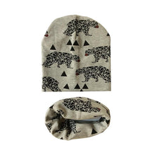 Load image into Gallery viewer, Modern Children Girls Cartoon Sheep Printing Cotton Hat and Scarf Animal Pattern Kids Caps Baby Beanie
