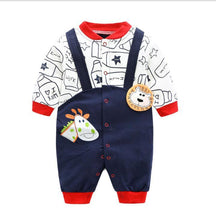 Load image into Gallery viewer, Modern Printed Jumpsuits Gentleman Autumn Long Sleeves Rompers Cotton Baby Clothes for Boys and Girls Outfits Style