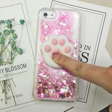 Load image into Gallery viewer, 3D Cat Case For Iphone 5s Se 7 7 Plus Case Liquid Quicksand Glitter Silicone Case For Iphone 8 8 Plus X 6 6s Cover Rubber Silicone Phone Case