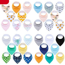 Load image into Gallery viewer, 8PCS/SET Comfortable Colorful 100% Organic Cotton Adjustable Snaps Bandana Saliva Bibs For Baby Boys & Girls Kids