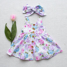 Load image into Gallery viewer, Toddler Kids Baby Girl Floral Tank Button Sleeveless Sundress With Match Headband For Infant Girl Clothes