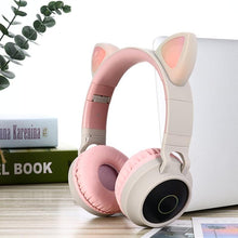 Load image into Gallery viewer, STEVVEX New Luxury Interesting LED Cat Ear Noise Cancelling Headphones Bluetooth 5.0 For Young People and Kids Headset Support TF Card 3.5mm Plug With Mic