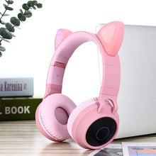 Load image into Gallery viewer, STEVVEX New Luxury Interesting LED Cat Ear Noise Cancelling Headphones Bluetooth 5.0 For Young People and Kids Headset Support TF Card 3.5mm Plug With Mic