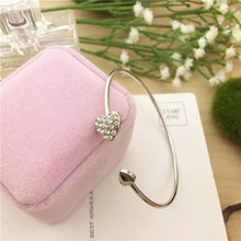Load image into Gallery viewer, New Fashion Adjustable Stainless Steel Crystal Double Heart Bow Cuff Opening Bracelet For Women Jewelry Gift
