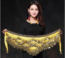 Load image into Gallery viewer, 1PC New Style Belly Dance Belt Newest Multi-color Glass Silk Velvet Dancing Belt Scarf Crystal BellyDance Waist Chain Hip Scarf