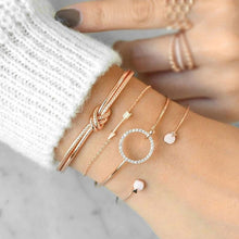 Load image into Gallery viewer, Luxury Modern Gold Crystal Circle Arrow Bracelets Set for Women In Bohemian Pink Opal Adjustable Charm Bracelet Jewelry Style for Women and Ladies