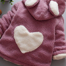 Load image into Gallery viewer, Baby Girls Winter Coats Newborn Baby Thick Velvet Outerwear For Toddler Hoodies For Girls With Heart Print Design For Girls And Babies