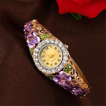 Load image into Gallery viewer, Elegant Watch Gold Luxury Women Watch Colorful Abstract Enamel Paint Crystal Rhinestone Bangle Wristwatches Bracelet Watch For Women Ladies and Girls