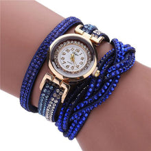 Load image into Gallery viewer, Fashion Casual Gold Quartz Women Rhinestone Watch Braided Leather Bracelet Watch Gift Ladies Wristwatch For Ladies and Women