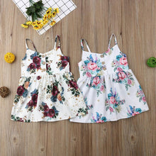 Load image into Gallery viewer, Toddler Baby Girls Flower Dress with Sleeveless V Neck dress for Party Holiday Beach Day For Girls