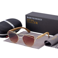 Load image into Gallery viewer, Bamboo High Quality Female Sunglasses Oversized Women Polarized Sunglasses With Natural Bamboo In Elegant and Luxury Cat eye Eyewear Luxury Style