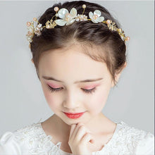 Load image into Gallery viewer, Handamde Lucury Hair Accessories For Girls Kids Flower Crown Adjustable Flower Headband Pearls Head Wreath For Girls