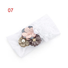 Load image into Gallery viewer, Luxury Handamde Pearl Baby Kids Fashion Headbands Nylon Flower Girl Hairband Pearl Turban Soft Bow