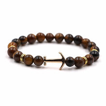 Load image into Gallery viewer, Modern Color Natural Stone Amazing Anchor Elegant Bracelet Nice Arrow White Black Onyx Lava Beads Luxury Bracelets For Women And Men Jewelry