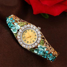 Load image into Gallery viewer, Elegant Watch Gold Luxury Women Watch Colorful Abstract Enamel Paint Crystal Rhinestone Bangle Wristwatches Bracelet Watch For Women Ladies and Girls