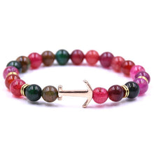 Load image into Gallery viewer, Modern Color Natural Stone Amazing Anchor Elegant Bracelet Nice Arrow White Black Onyx Lava Beads Luxury Bracelets For Women And Men Jewelry