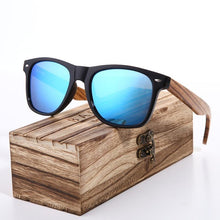 Load image into Gallery viewer, Luxury Handmade Polarized Handmade Bamboo Wood Universal Sunglasses In Zebra Wood Style Vintage Wooden Frame Male Driving Sun Glasses Shades Gafas With Box and UV400Protection
