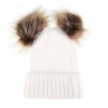 Load image into Gallery viewer, Fashion Parent-child Caps Cute Infant Baby Pom Pom Cap Winter Double Fur Ball Hat Baby Mom Warm Knitted Hat