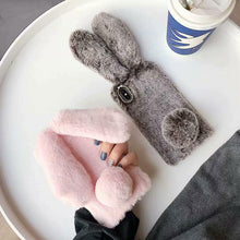 Load image into Gallery viewer, Cute Stuffed Plush Fluffy Case For iPhone 13 12 11 Pro XS Max X XR 12Mini Rabbit Ears Furry fluffy Fur Plush Warm Cover for iPhone 6 6S 7 8 Plus Phone Case