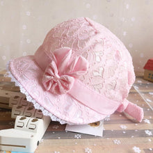Load image into Gallery viewer, Cute Princess Baby Hat With Bow Solid Color Lace Hollow for Baby Girl Cap Toddler Kids Beach Bucket Hats In Retro Design