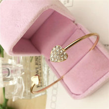 Load image into Gallery viewer, New Fashion Adjustable Stainless Steel Crystal Double Heart Bow Cuff Opening Bracelet For Women Jewelry Gift