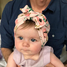 Load image into Gallery viewer, Cute Print baby Turban Caps For Infant Newborn Kids Stylish Cotton Flower Printed Cap for Toddlers In Elegant Modern Design