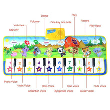 Load image into Gallery viewer, Animals Musical Mat Carpet with 10 Keys Record Function Animal Sounds Play Touch Piano Educational Toys For Kids
