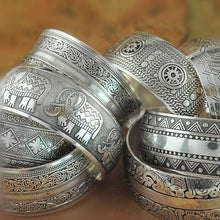Load image into Gallery viewer, Big Elegant Luxury Amazing Classic Fashion Flower Metal Tibetan Indian Silver Vintage Retro Fashion Cuff Bracelet Bangle For Woman With Details of Animals