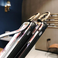 Load image into Gallery viewer, Rose Flowers Wrist Strap Phone Cases For iPhone 13 12 11 14 pro MAX X XR XS MAX 7 8 Plus Cover Hand Band Cases Soft Full Protection Slim Colorful Protective Phone Case For iPhone