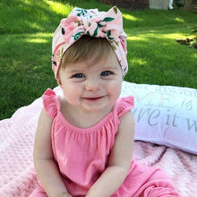 Load image into Gallery viewer, Cute Print baby Turban Caps For Infant Newborn Kids Stylish Cotton Flower Printed Cap for Toddlers In Elegant Modern Design