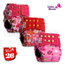 Load image into Gallery viewer, Modern Luxury Printed Washable Real Cloth Pocket Nappy,3 nappies/diapers Set For Girls and Boys Baby In Elegant Style
