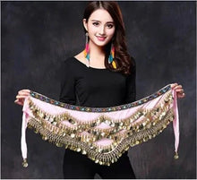 Load image into Gallery viewer, 1PC New Style Belly Dance Belt Newest Multi-color Glass Silk Velvet Dancing Belt Scarf Crystal BellyDance Waist Chain Hip Scarf