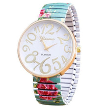 Load image into Gallery viewer, Watch Beautiful Flowers Print Design Luxury Women Elasticity Shrink Bracelet Quartz Wrist Watch For Women Ladies and Girls