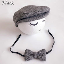 Load image into Gallery viewer, Modern Set Baby Newborn Peaked Beanie Cap Hat Bow Tie Photo Photography Prop Infant Boy Caps In elegant Modern Design