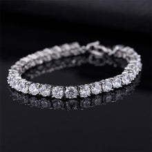 Load image into Gallery viewer, Luxury 4mm Diamond Shiny Elegant Cubic Zirconia Tennis Bracelets Iced Out Chain Crystal Wedding Bracelet For Women and Men In Modern Gold Silver and Colorful Design