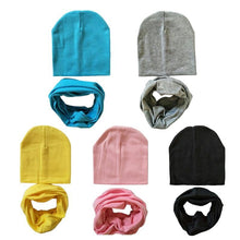 Load image into Gallery viewer, Winter Autumn Baby Hat Scarf Set Newborn Baby Bonnet Soft Cotton Warm Cap Kids Children With Scarf