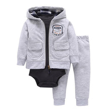Load image into Gallery viewer, Modern Popular New Set Baby Cotton Long Sleeve Hooded Jacket Pant And Rompers For Newborn Outfits Unisex Clothing