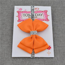 Load image into Gallery viewer, Luxury New Baby Hair Bow Flower Headband Silver Ribbon Hair Band Handmade Hair Accessories Bow for Children