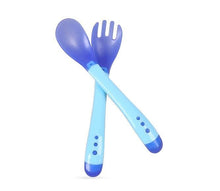 Load image into Gallery viewer, 1 Set Children Kids Tableware Temperature Silicone Soft Spoon Fork Cutlery Feeding Dish Infant Boys and Girls Unique Baby Feeding Tool