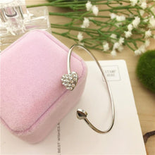 Load image into Gallery viewer, New Fashion Adjustable Stainless Steel Crystal Double Heart Bow Cuff Opening Bracelet For Women Jewelry Gift