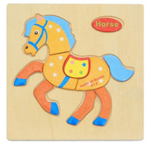 Load image into Gallery viewer, 3D Wooden Children Interesting Puzzle Toys With Animals and Cars Exellent Puzzles Intelligence Kids Early Educational Toys For Children