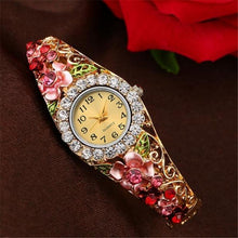Load image into Gallery viewer, Elegant Watch Gold Luxury Women Watch Colorful Abstract Enamel Paint Crystal Rhinestone Bangle Wristwatches Bracelet Watch For Women Ladies and Girls